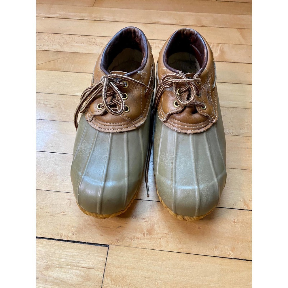 VINTAGE Duck Boots Leather/ Rubber Green Waterproof 8
